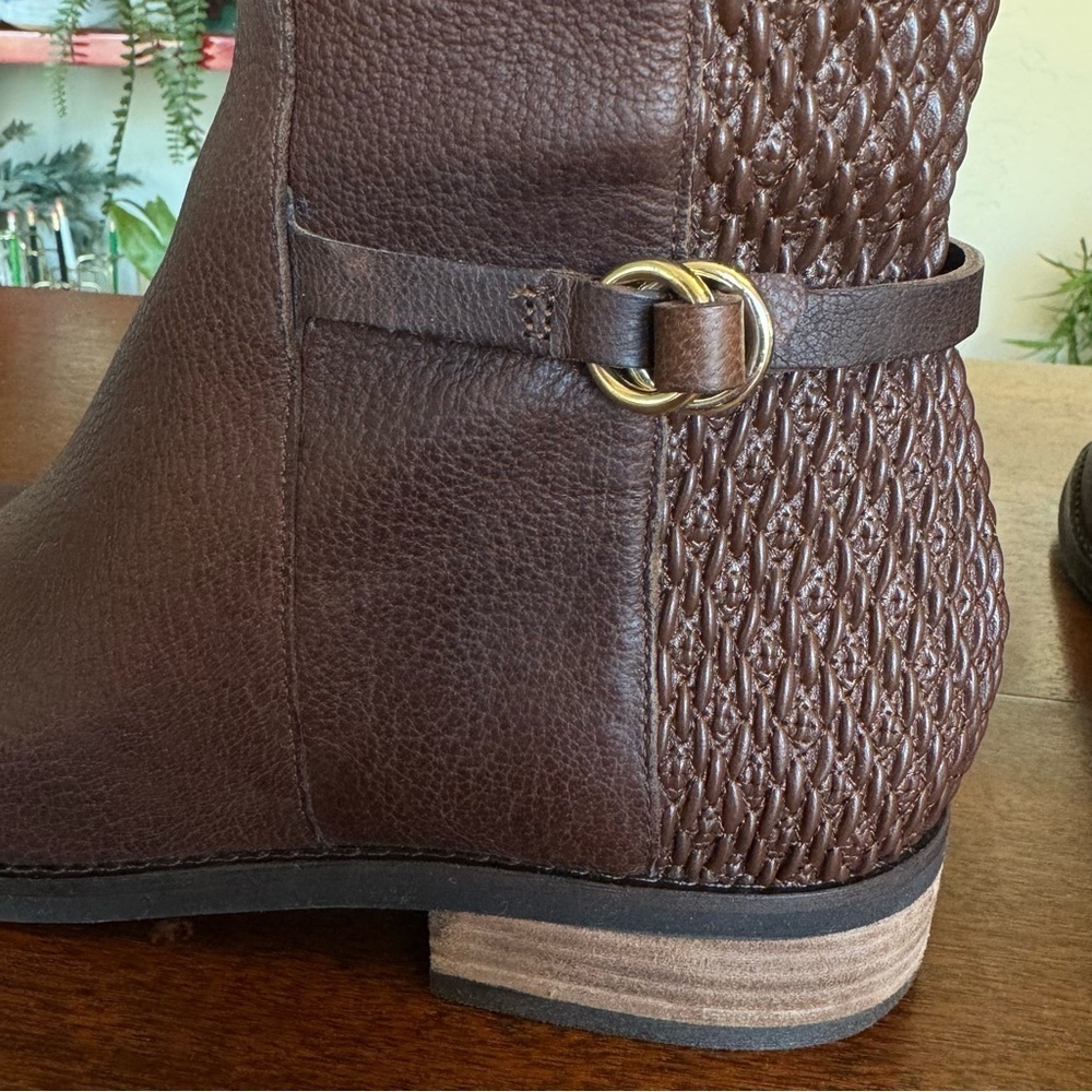 Cole Haan Isabell Stretch Riding Boot Chestnut Brown Leather Low Block Heel | 6 - Picture 7 of 11
